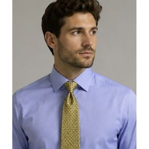 Brooks Basics Pure Silk Tie Gold Yellow Blue Geometric Pattern USA Made Preppy